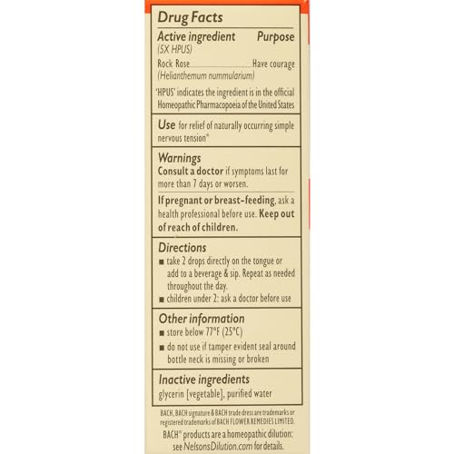 Bach Original Flower Remedies, Rock Rose for Courage (Non-Alcohol Formula), Natural Homeopathic