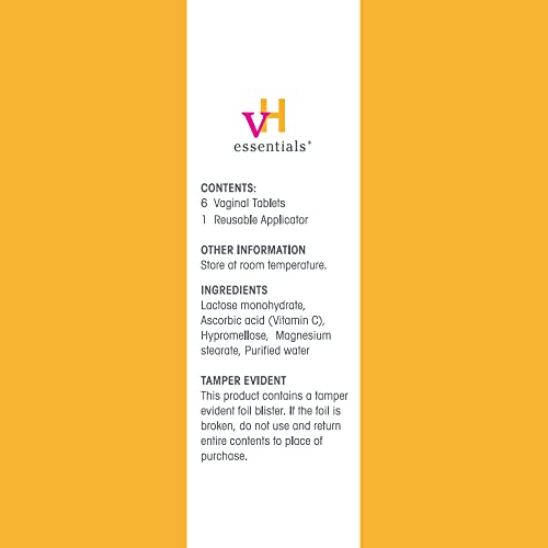 vH essentials Vitamin C Vaginal Tablet | Boric Acid Suppository Alternative | Supports Healthy pH and Eliminates vH essentials