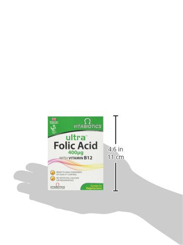 Vitabiotics Ultra Folic Acid Tablets 400 mcg Vitamin B9 with Vitamin B12-60 Tablets Vitabiotics Ultra