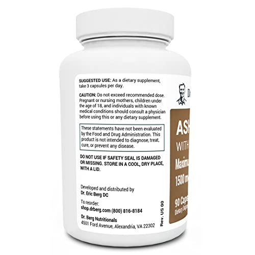 Dr. Berg Ashwagandha Capsules 1500mg - Includes Organic Ashwagandha Root Dr. Berg Nutritionals