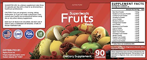 90 Capsules Each Bottle 540 Capsules superfoods Veggies Greens and Reds Fruits Triple Alpha Pure