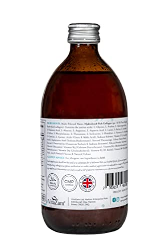 VitaZam Marine Collagen Liquid 10000mg with Hyaluronic Acid, Hydrolysed Peptide, Biotin for Hair, Skin, Nails, Joint, and Muscles, 500 ml VitaZam