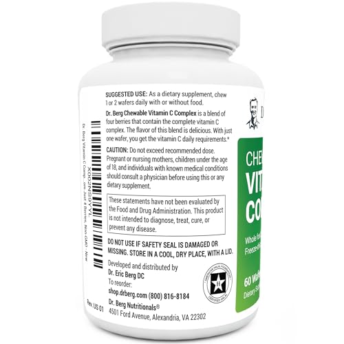 Dr. Berg's Vitamin C Complex Whole Food (60 Chewable) 100% Natural Vitamin C from Dr. Berg Nutritionals