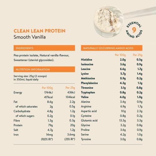 Vegan Protein Powders by Nuzest - Clean Lean Protein - Smooth Vanilla - Plant Based Pea Protein Shake Nuzest