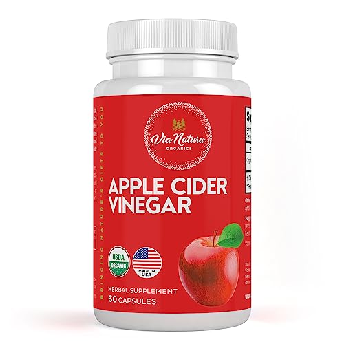 Via Natura Organics Apple Cider Vinegar Capsules 1000mg | Organic Herbal Supplement 