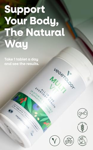 Vegetology MultiVit Vegan Multivitamins w/26 Vitamin & Mineral Supplements Vegetology