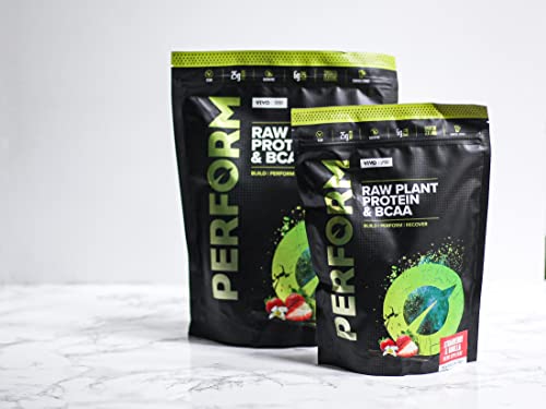Vivo Life Perform Strawberry & Vanilla Flavour Vegan Protein Powder - BCAA Pea & Hemp Blend Vivo life