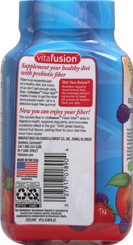 Vitafusion Fiber Well Sugar Free Fiber Supplement, Peach, Strawberry And Blackberry Vitafusion