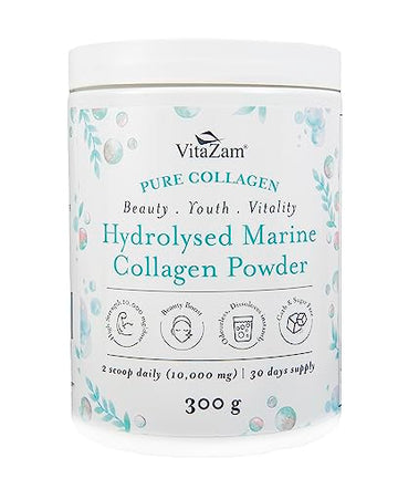 Vitazam Pure Marine Collagen Powder - 100% Hydrolysed Collagen Peptides for Hair Skin and Nails
