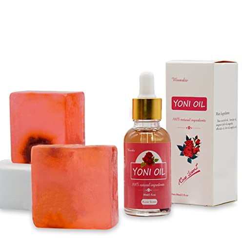 Yoni Soap Bars Vaginal Wash & Natural Yoni Oil Set Of 3, Ph Balance Eliminates Odor for Women