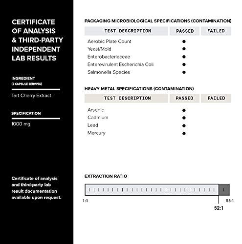 Toniiq Ultra High Strength Tart Cherry Capsules - 52,000mg 52x Concentrated Extract Toniiq
