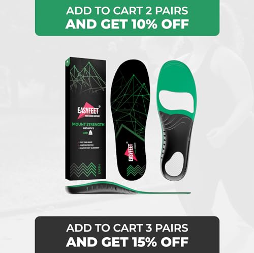 220+ lbs Plantar Fasciitis Strong Arch Support Insoles Inserts Men Women EASYFEET