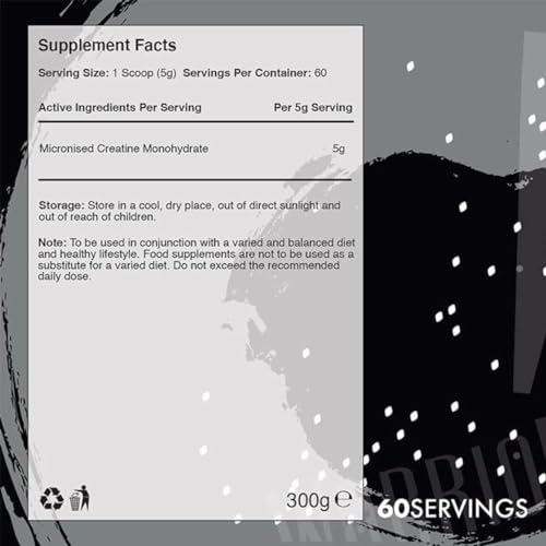 Warrior Creatine Monohydrate Powder – 300g – Micronised for Easy Mixing Warrior