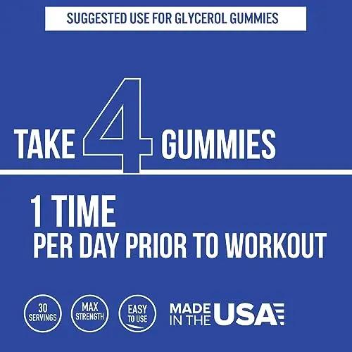 VitaPatch Premium Grade Glycerol Gummies Stim Free Pre Workout - Intense Pump Supplement - Glycerol Monostearate Formula - Hydrating Pre-Workout Gummy Formula - Caffeine Free - 120 Gummies