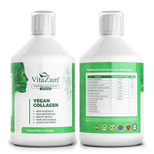 VitaZam Vegan Collagen Liquid 5000mg Hydrolyzed Collagen Peptides for Women VitaZam