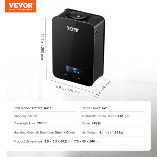 VEVOR Upgrade HVAC Scent Diffuser, Smart Scent Air Machine for Home, 180ML with Cold Air Technology VEVOR