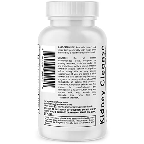 Youth & Tonic Kidney Cleanse Detox for Residual Metabolic Waste & Excess Body Water Youth & Tonic
