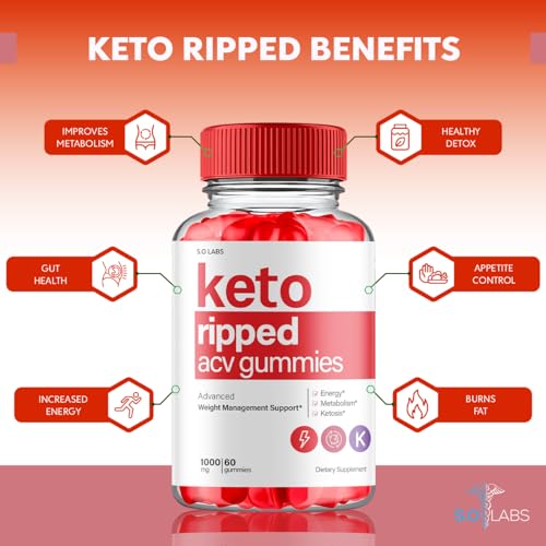 (5 Pack) Keto Ripped ACV Gummies, Keto Ripped ACV Gummies Advanced Weight Loss S.O Labs