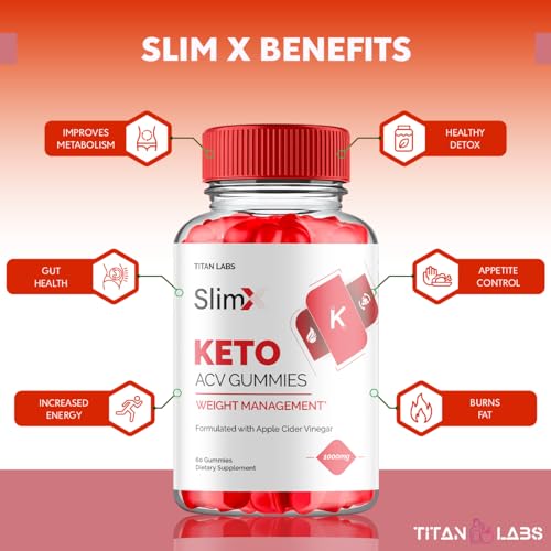(2 Pack) SlimX Keto ACV Gummies, SlimX Keto ACV Advanced Weight Loss 1000MG Apple Titan Labs