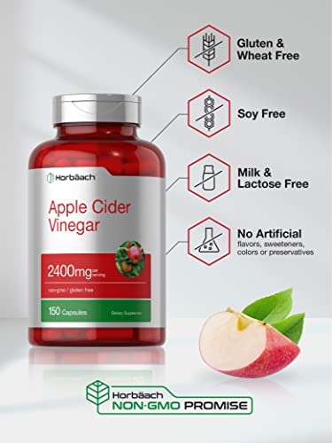 Horbaach Apple Cider Vinegar Capsules | 2400mg | 150 Count | Non-GMO, Gluten Free Horbäach