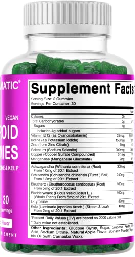 Vitamatic 2 Pack Vegan Thyroid Support Gummies with Iodine & Kelp - 60 Count Vitamatic