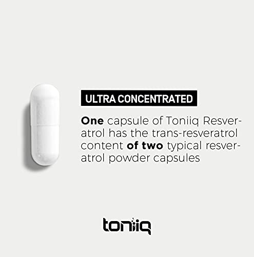 Toniiq Ultra High Purity Resveratrol Capsules - 98% Trans-Resveratrol - Highly Purified Toniiq