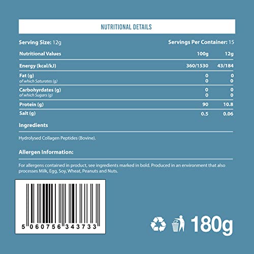 Warrior Collagen Peptides - Collagen Powder - 180g - Made from Premium Bovine Hydrolysed Collagen Warrior