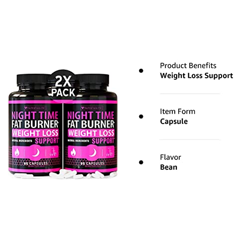 (2 Pack) Night Time Weight Loss Pills for Women Belly Fat Burner 