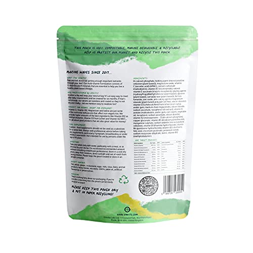 Vegan Multivitamins & Minerals - With High Strength Vitamin B12, D3, K2 & Iron Omvits