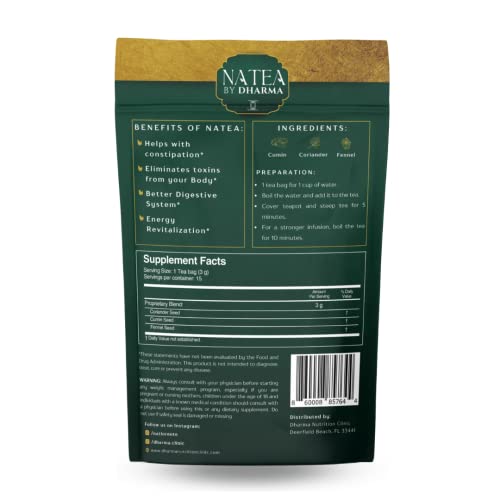 Dharma Nutrition Detox Tea 15 Day Natural Cleanse - Organic, Digestive Tea, CCF Tea Dharma Nutrition