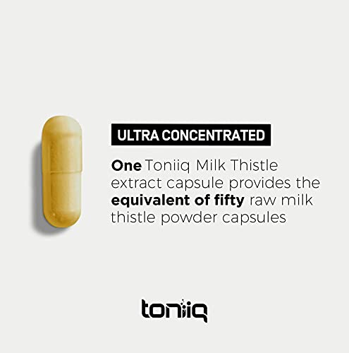 Toniiq Ultra High Strength Milk Thistle Capsules - 25,000mg 50x Concentrated Extract Toniiq