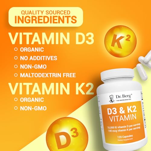 Dr. Berg's Vitamin D3 K2 Supplement w/MCT Oil - Includes 10,000 IU of Vitamin D3 Dr. Berg Nutritionals