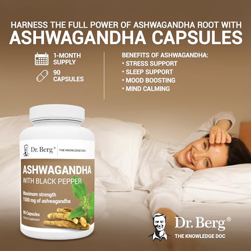 Dr. Berg Ashwagandha Capsules 1500mg - Includes Organic Ashwagandha Root Dr. Berg Nutritionals