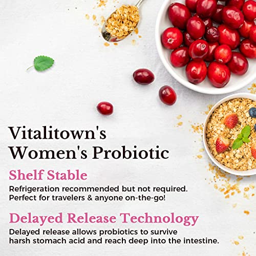 VITALITOWN Women's Probiotics 120 Billion CFUs 1 Daily, 30 Strains, with Prebiotics VITALITOWN