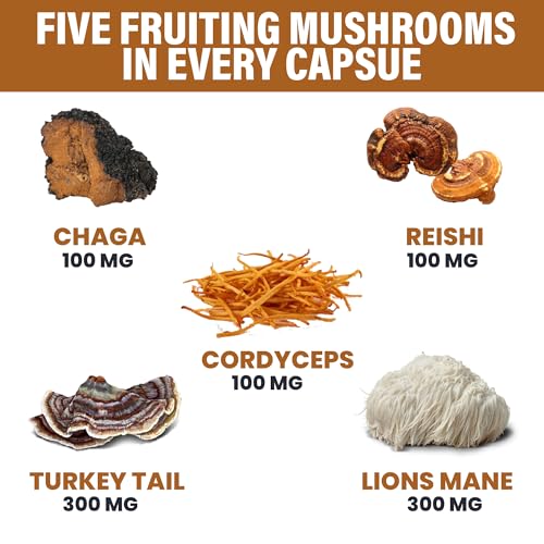 Zeus Naturals Lions Mane Capsules, Mushroom Supplement with Turkey Tail, Cordyceps Zeus Naturals