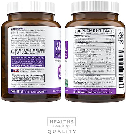Adrenal Support & Cortisol Manager (Non-GMO) Powerful Adrenal Health with L-Tyrosine Healths Harmony