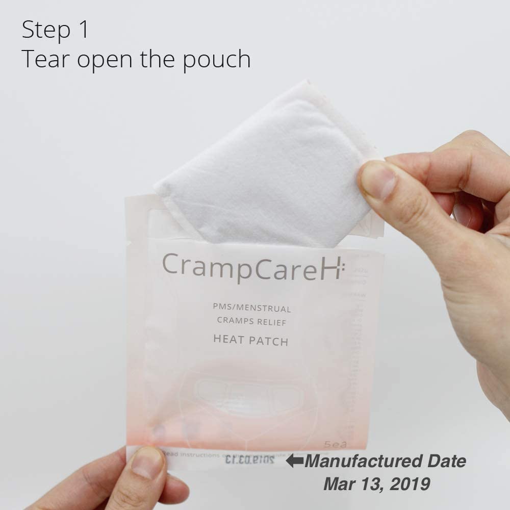 (5 Patches) CrampCareH PMS/Menstrual Cramps Relief Heat Patch with Wide Wings, FDA Registered CrampCareH