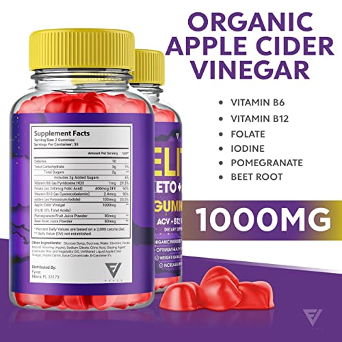 (3 Pack) Elite Keto ACV Gummies AVC, Elite Keto Plus ACV Advanced Weight Loss Gummies Fyvus