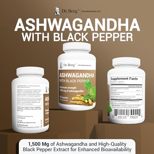Dr. Berg Ashwagandha Capsules 1500mg - Includes Organic Ashwagandha Root Dr. Berg Nutritionals
