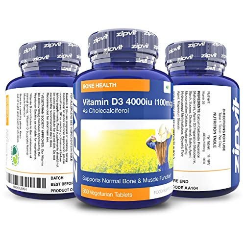 Vitamin D 4000iu 360 Micro Tablets. Vegetarian Society Approved. 12 Months Supply Zipvit