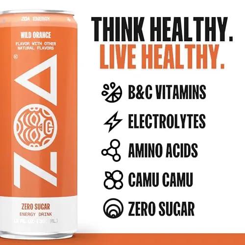 ZOA Energy Drink & ZOA+ Pre-Workout Bundle, Orange Grapefruit and Wild Orange, 12 Fl Oz