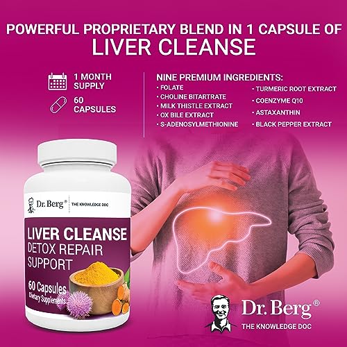 Dr. Berg Liver Cleanse Detox Capsules w/Unique Blend of Milk Thistle, Ox Bile & Folate Dr. Berg Nutritionals