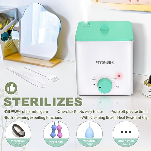 YTYOMUR Menstrual Cup Steamer Sterilizer with 2 Reusable Period Cups, Menstrual Cups Cleaner YTYOMUR