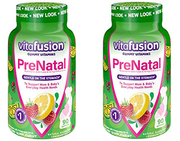 Vitafusion Prenatal DHA and Folic Acid Gummy Vitamins, 180 Count (Pack of 2)