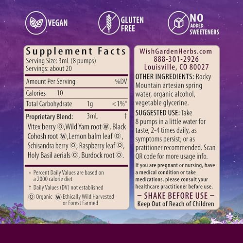 WishGarden Herbs Hot Flash Mitigating Tonic - Natural Herbal Hot Flash Relief & Night Sweats Supplement WishGarden