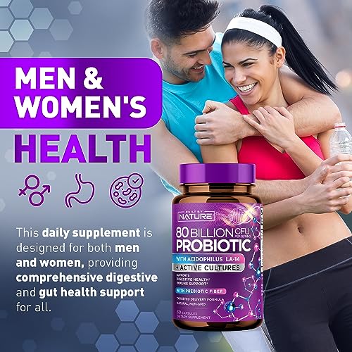 80 Billion CFU Probiotic - Daily Digestive Gut Health Supplement for Men & Women Built by Nature