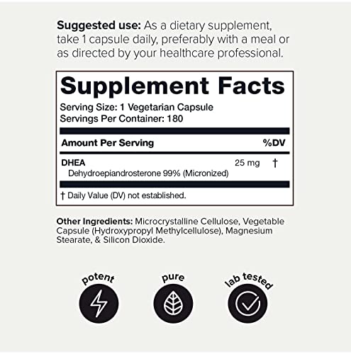 Toniiq Ultra High Strength DHEA Capsules - DHEA for Men and Ladies - 25mg Micronized Toniiq