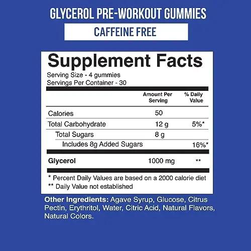 VitaPatch Premium Grade Glycerol Gummies Stim Free Pre Workout - Intense Pump Supplement - Glycerol Monostearate Formula - Hydrating Pre-Workout Gummy Formula - Caffeine Free - 120 Gummies