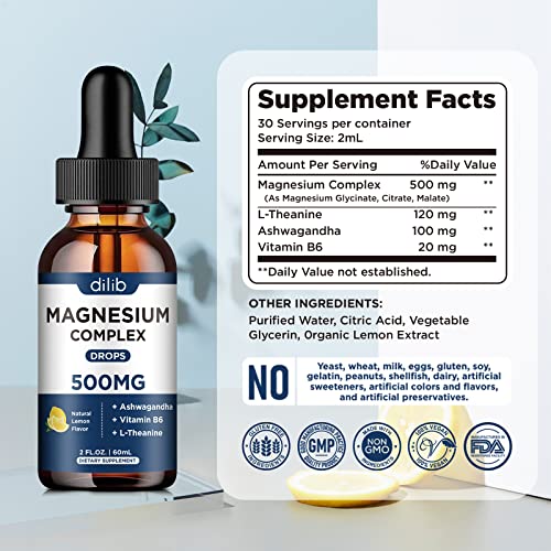 (2 Pack) Magnesium Glycinate, Citrate, Malate Liquid Drops-Triple Magnesium Complex dilib