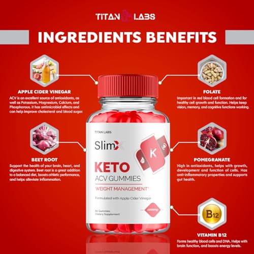 (2 Pack) SlimX Keto ACV Gummies, SlimX Keto ACV Advanced Weight Loss 1000MG Apple Titan Labs